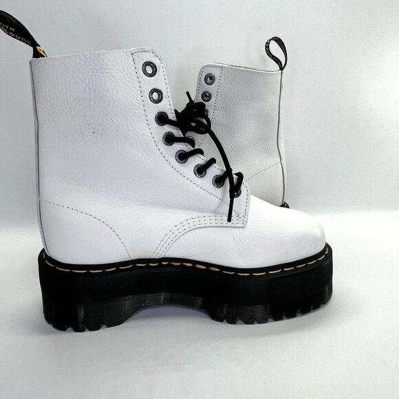 Dr Martens 1460 Pascal Max Optical White Pisa Leather Platform Boots Size US 9 - Picture 7 of 16